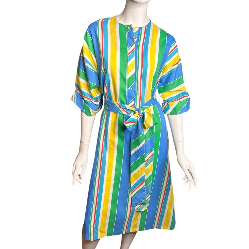 Vintage 70s BUZZ ABOUT by Rosemary Long Striped Dress Medium NEW